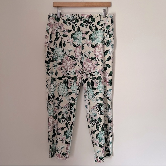 J.Jill Linen Stretch Fresh Spring Floral Cropped 3 Button Ankle Side Zip Pant M - Picture 3 of 14